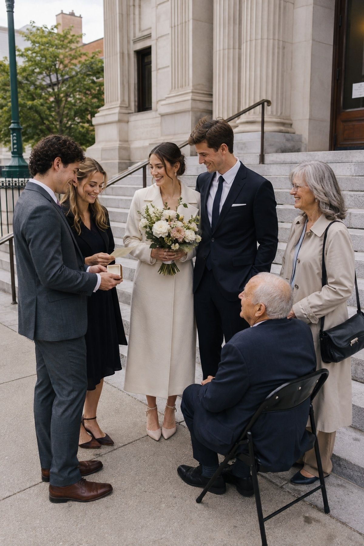Guest with a clear role at a courthouse ceremony