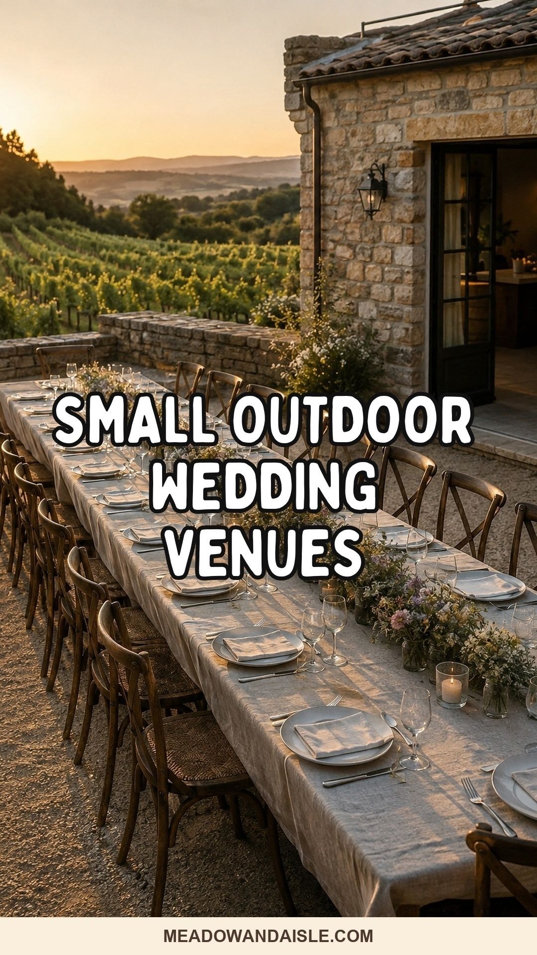 Pinterest pin for small outdoor wedding venues