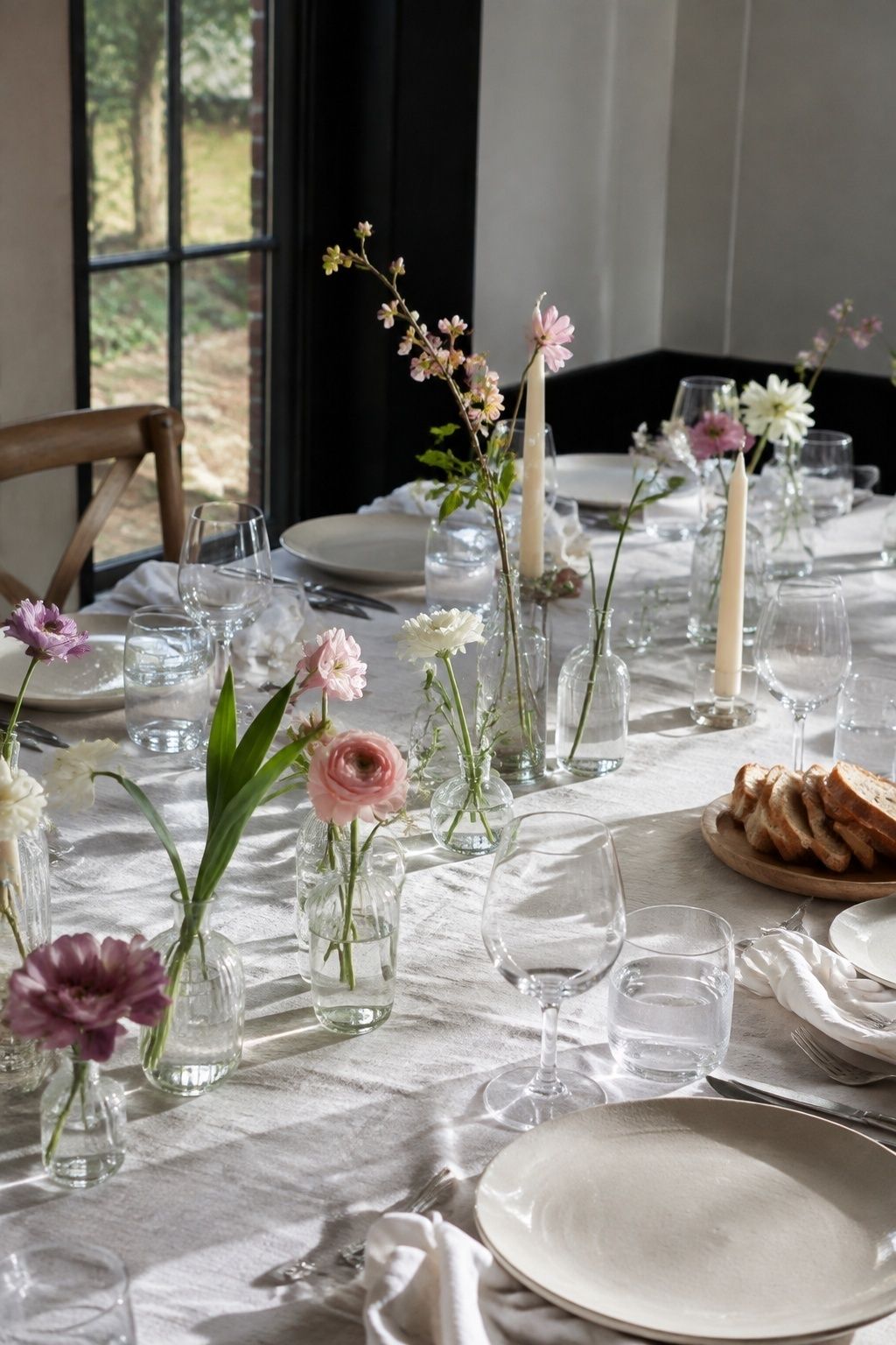 Bud vases in place of large arrangements