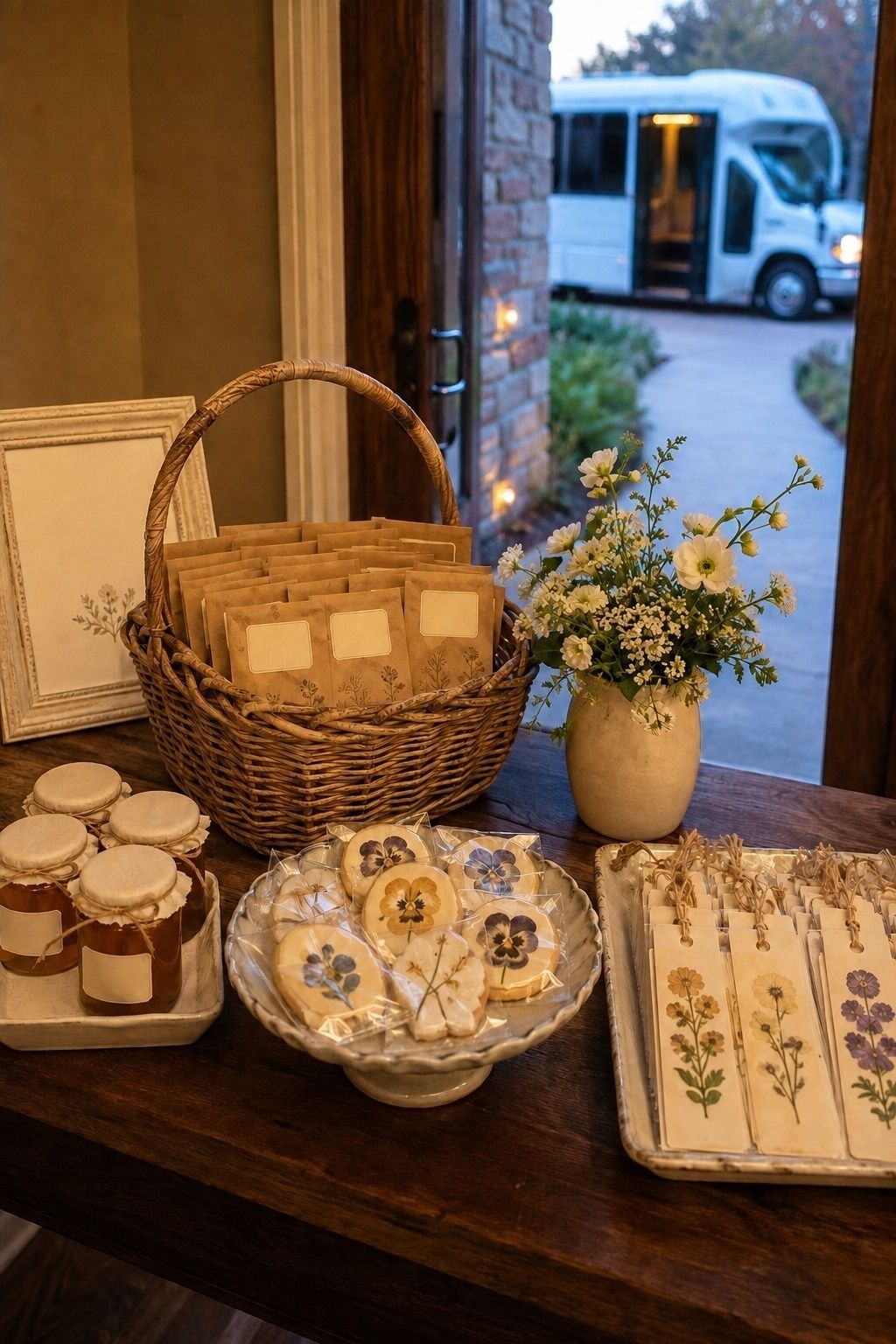 Seed packet and floral treat favors for guests