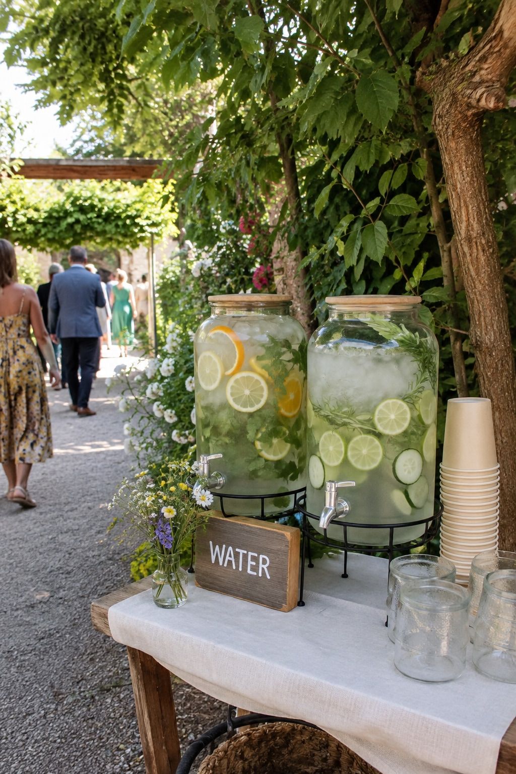 Create a Hydration Station Guests Can Find Easily for a small summer wedding