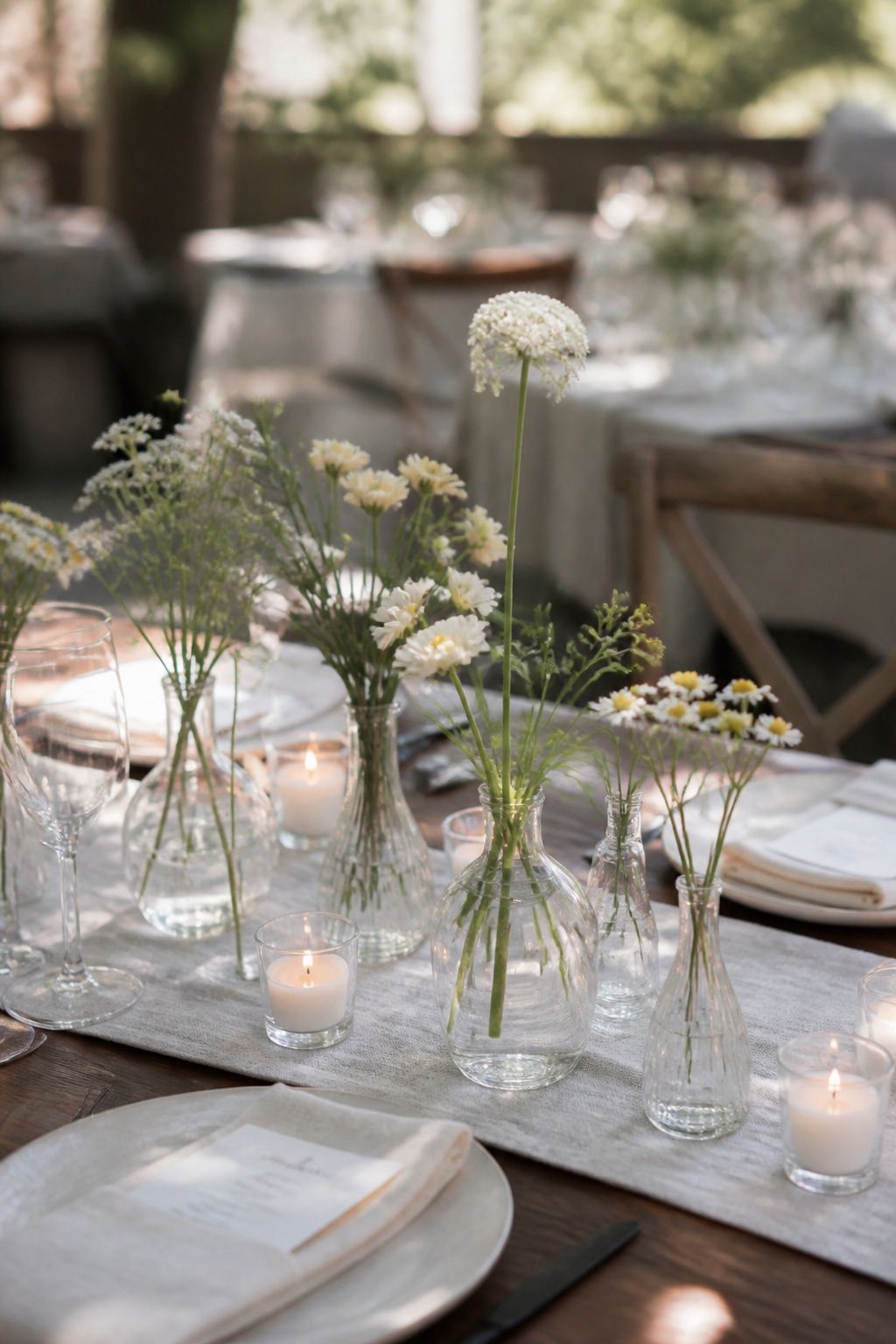 Choose Bud Vases for Breezy Summer Tables for a small summer wedding