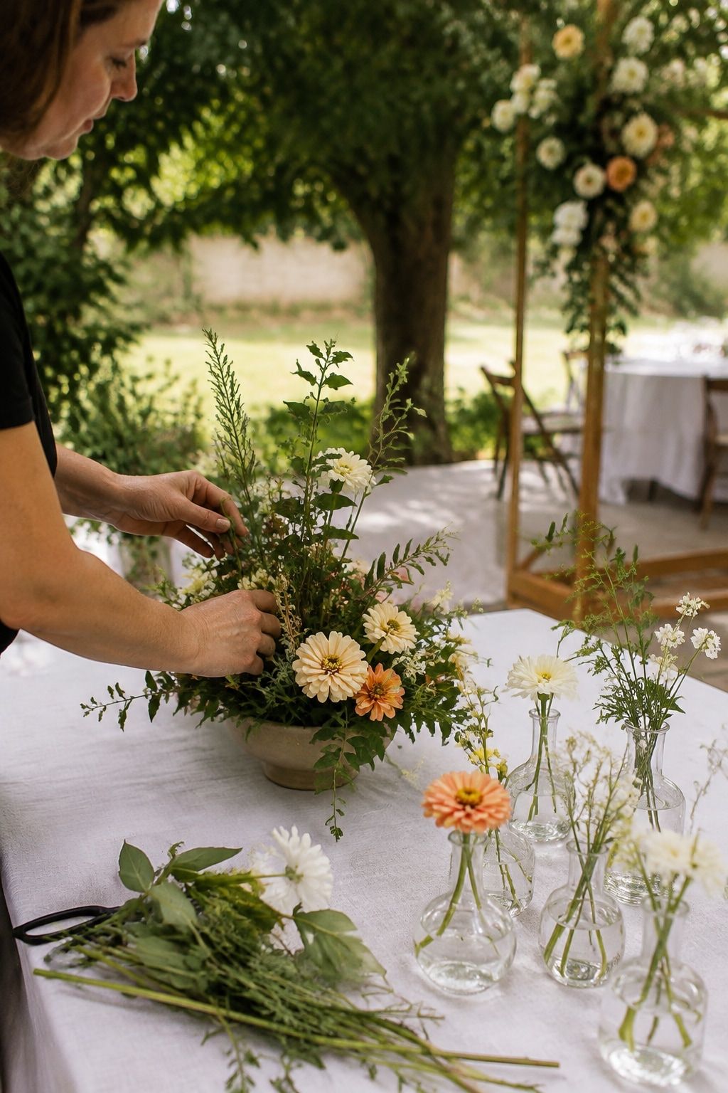 Keep Florals Heat-Tolerant and Low for a small summer wedding