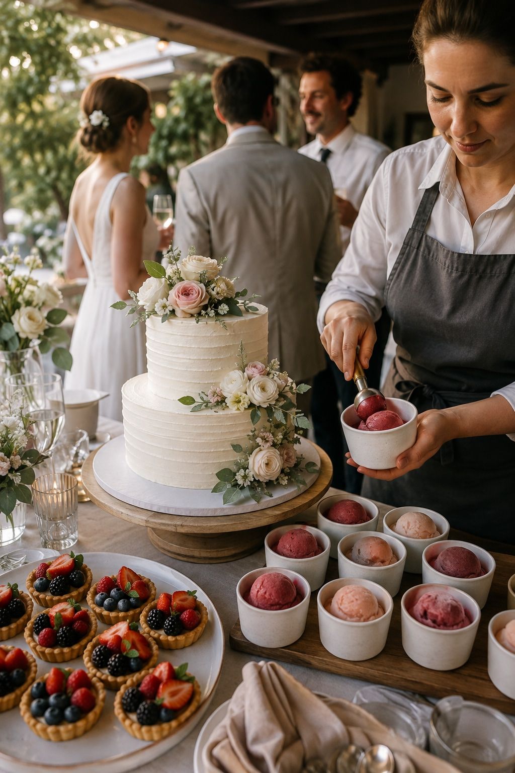 Choose a Small Cake Plus a Cold Dessert for a small summer wedding