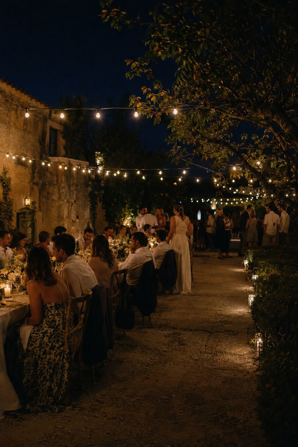 Use String Lights for a Summer Evening Glow for a small summer wedding