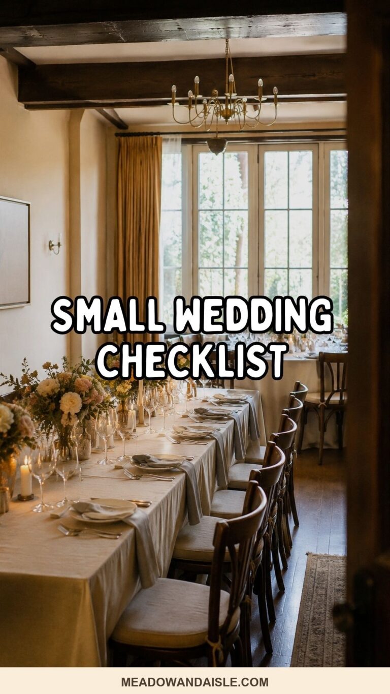 Pinterest pin for small wedding checklist under 50 guests