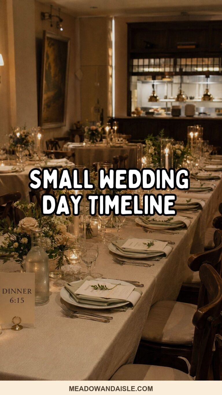 Pinterest pin for a small wedding day timeline
