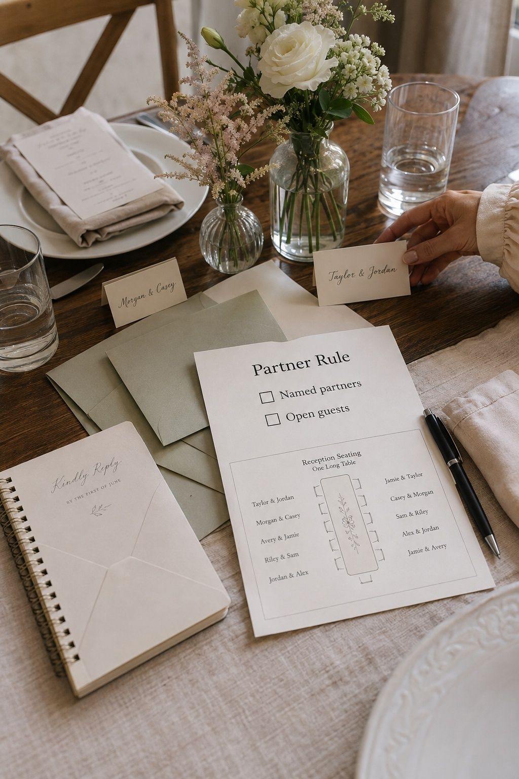 Invitations addressed with a consistent plus-one rule
