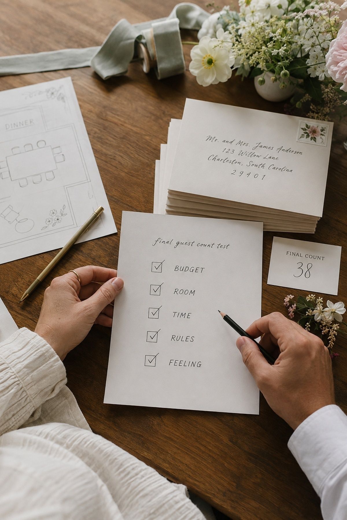Final guest count test for a small wedding