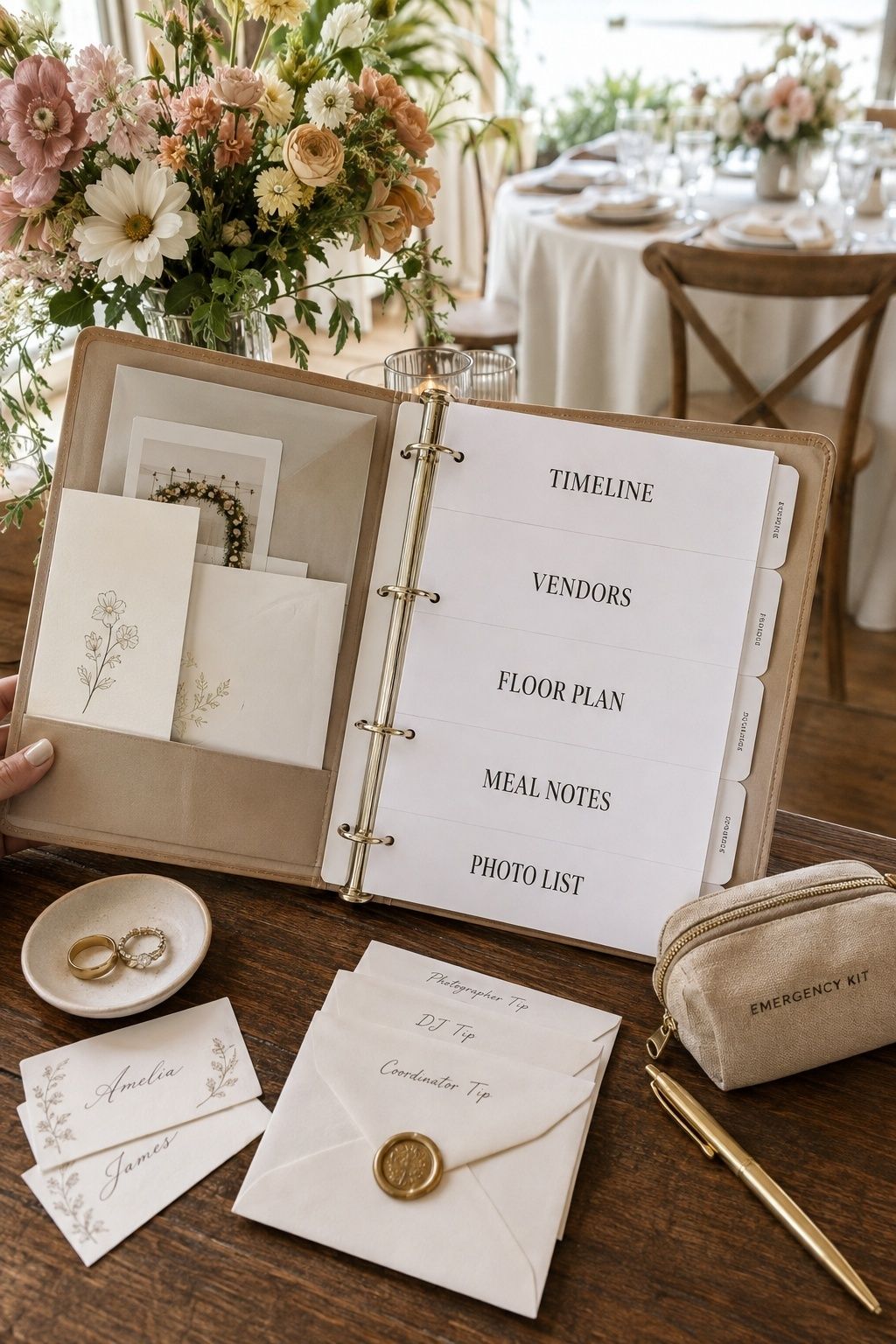 Final wedding packet written down and shared