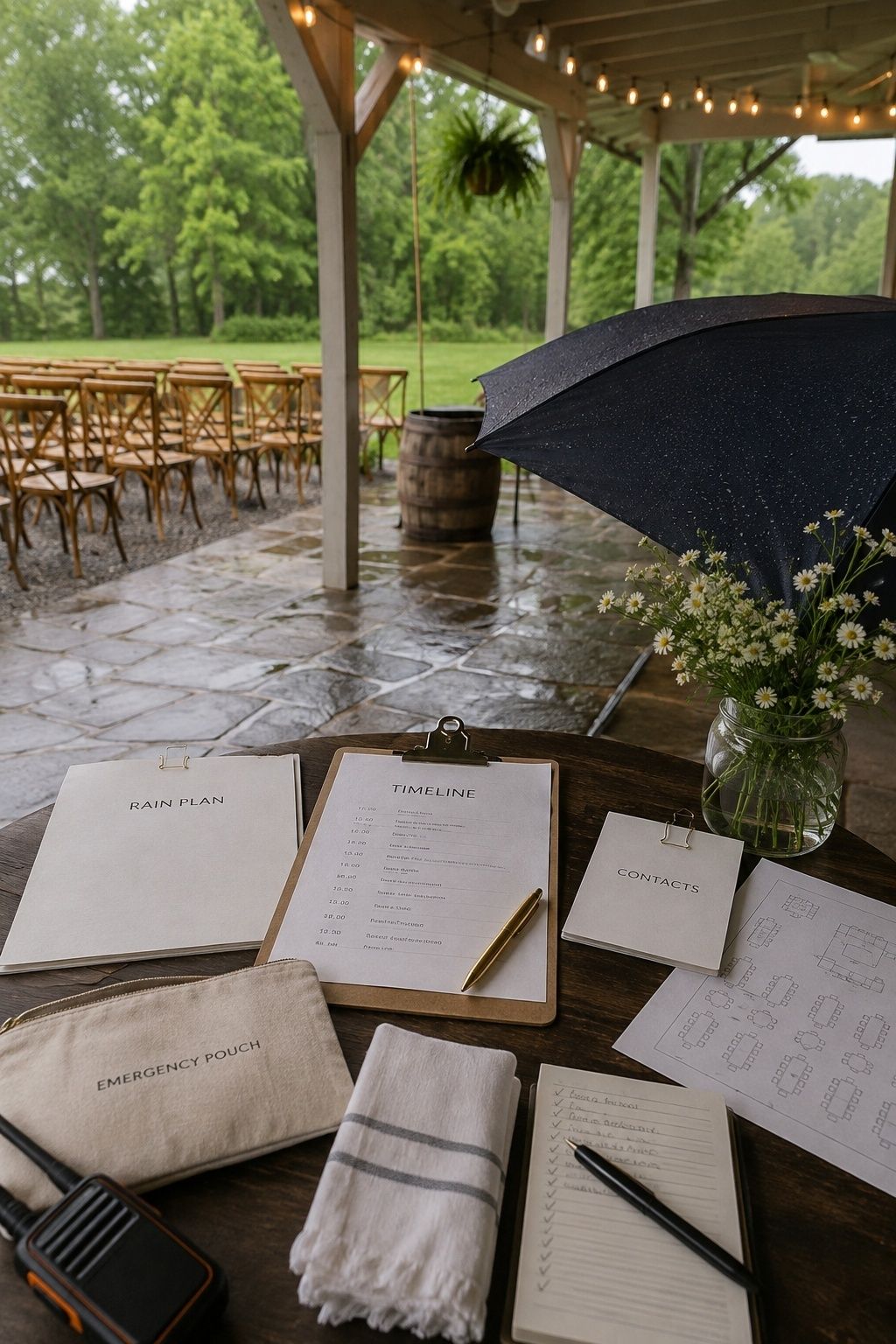 Weather backup and day-of help at a small wedding