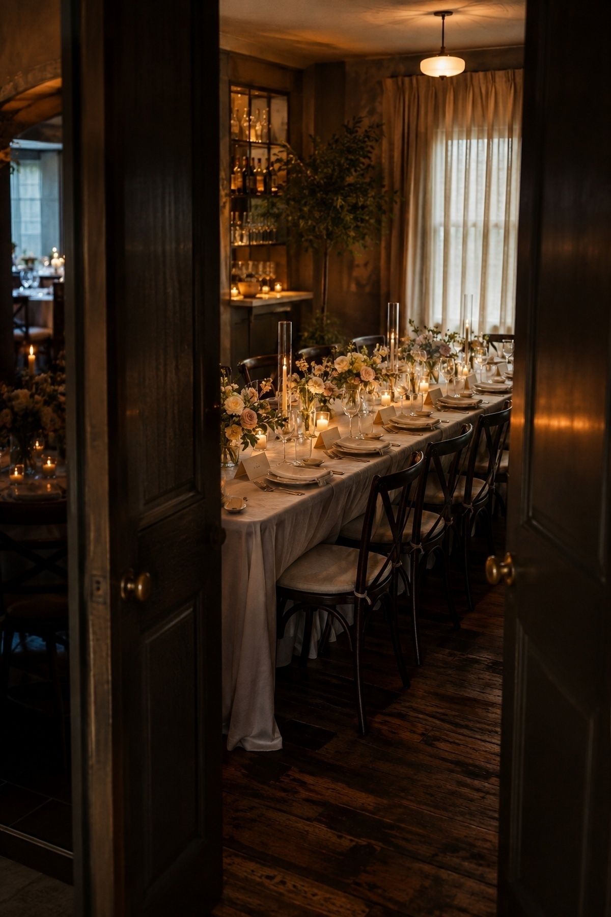 Private reception space set for conversation
