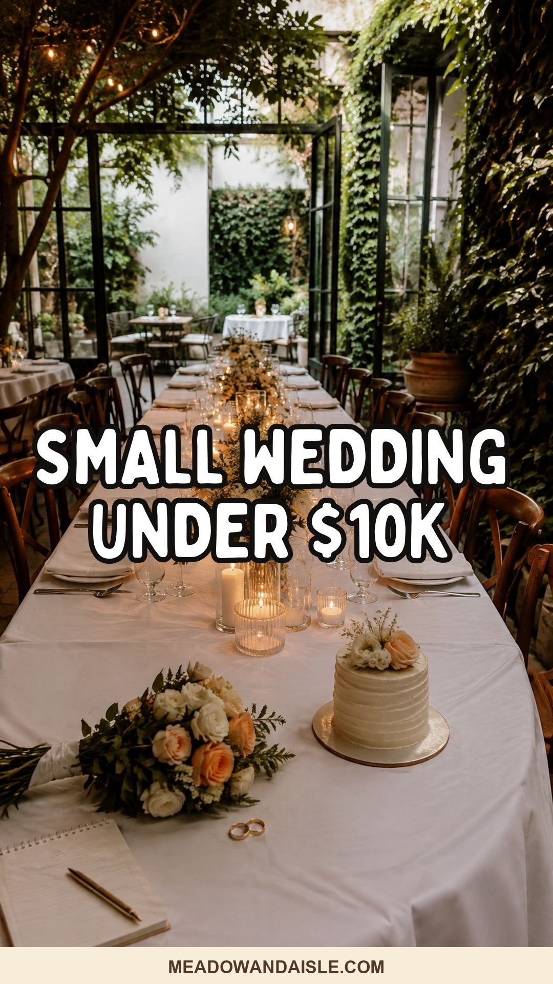 Pinterest pin for a small wedding under $10,000