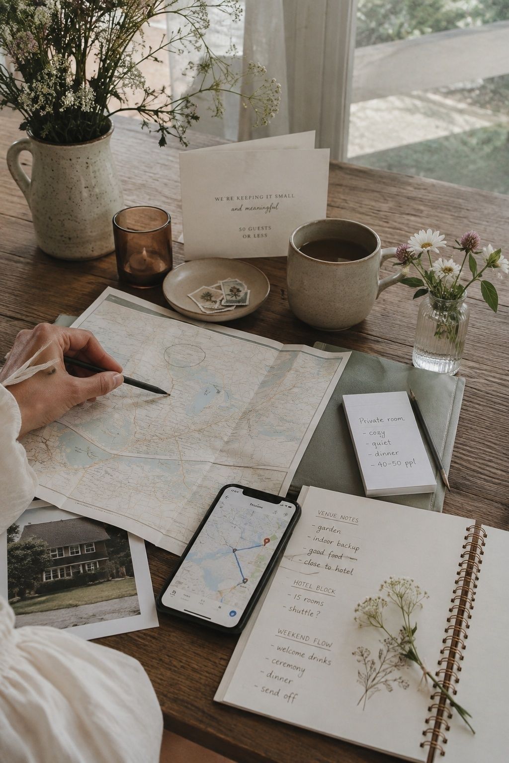 Map showing a realistic search radius for local wedding venues