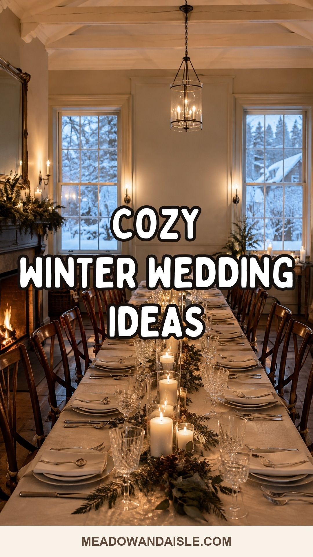 Cozy small winter wedding ideas in a candlelit private dining room