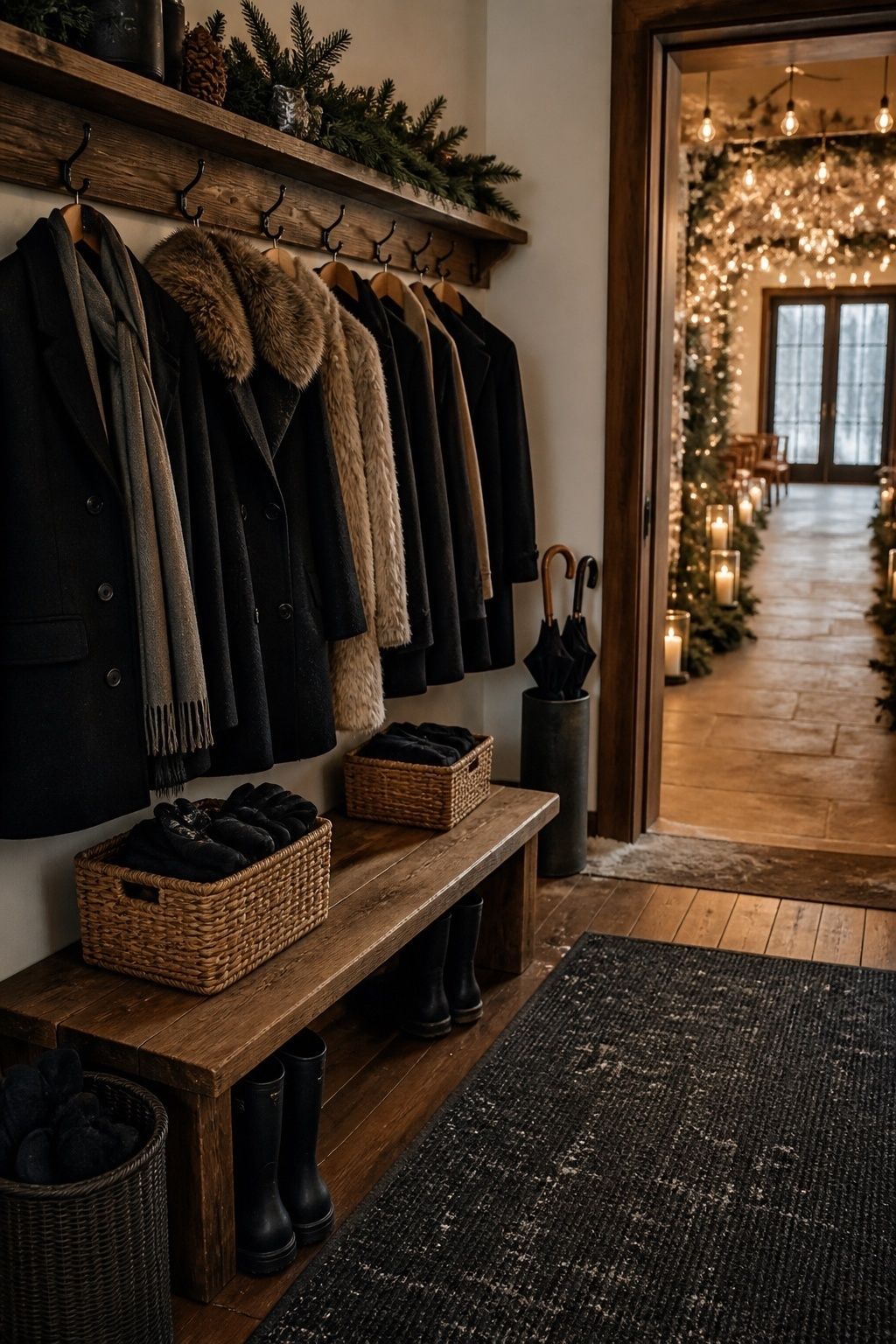 Coat and boot storage area for winter guests