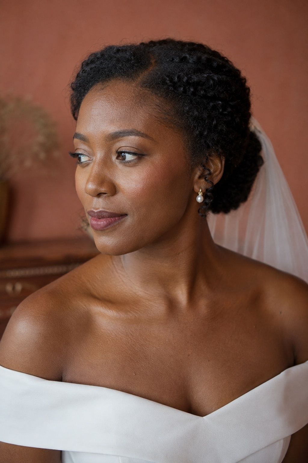 Bride with rosy cream blush with a satin finish