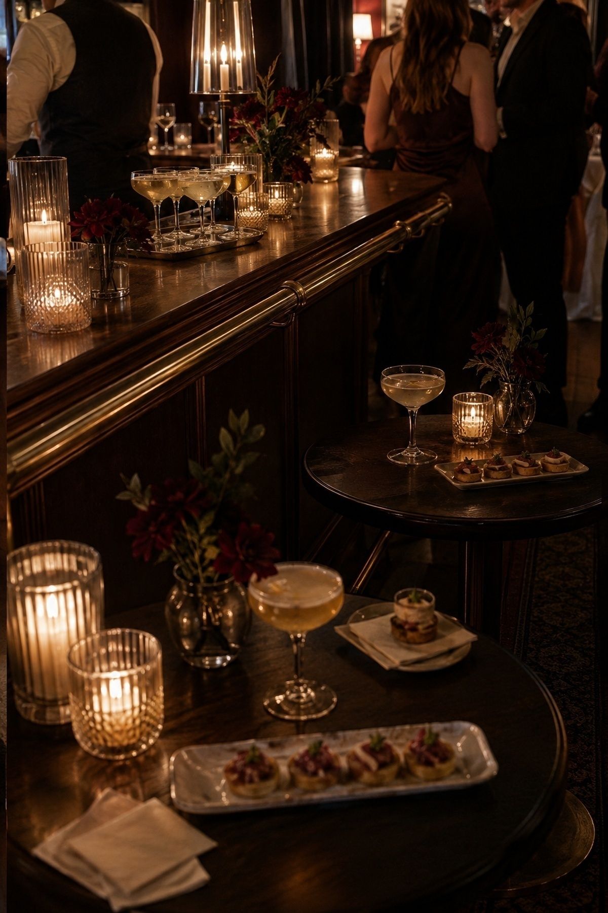 Candlelit cocktail reception