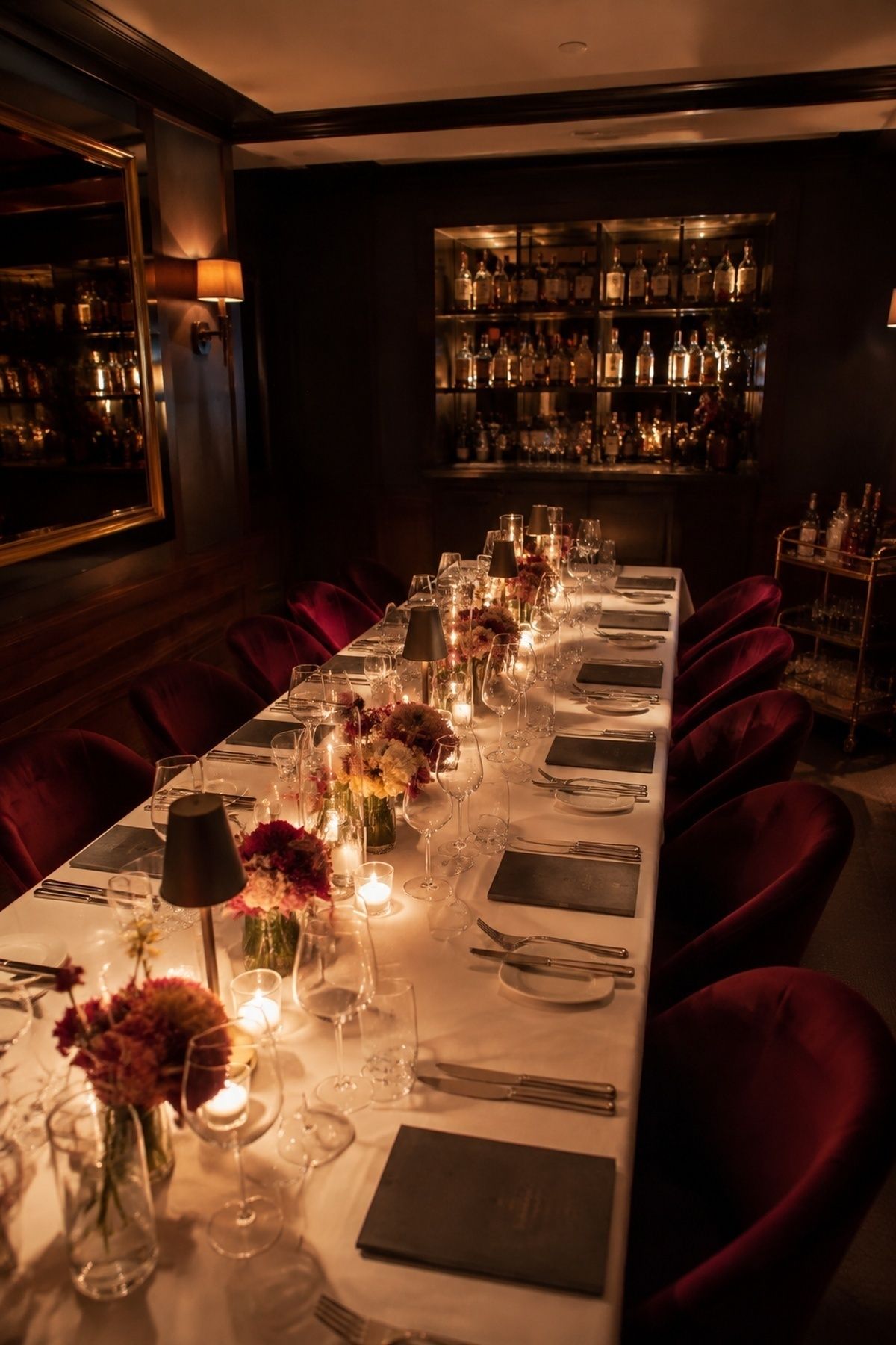 Speakeasy wedding dinner in a private room