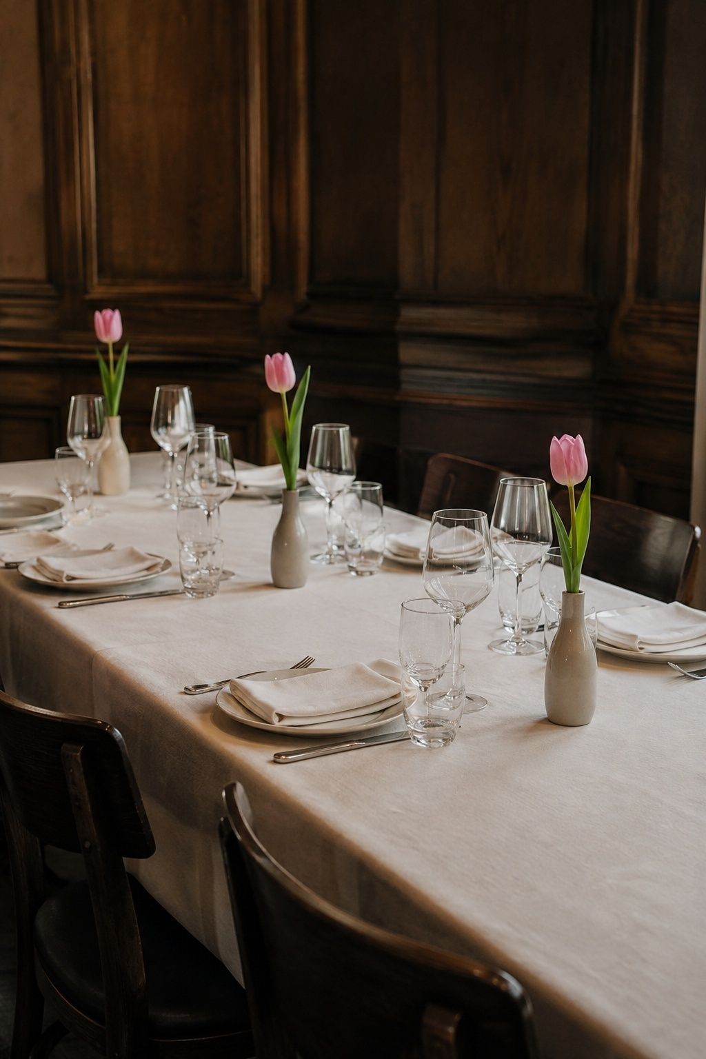 Intimate restaurant wedding table for six