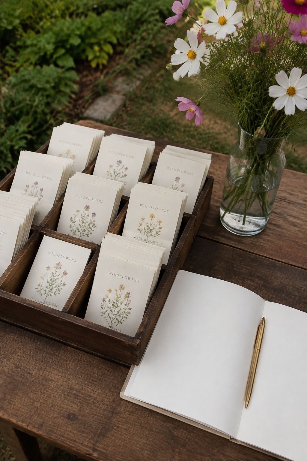Wildflower seed packets as plantable wedding favors