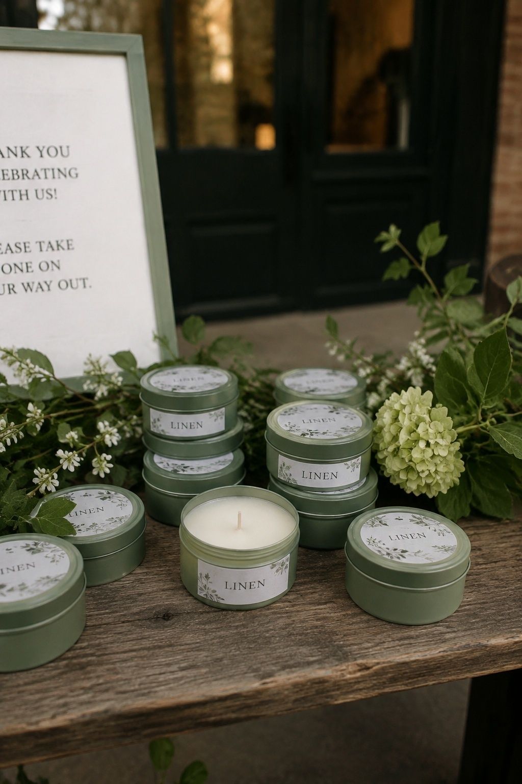 Small candles in fresh botanical scents