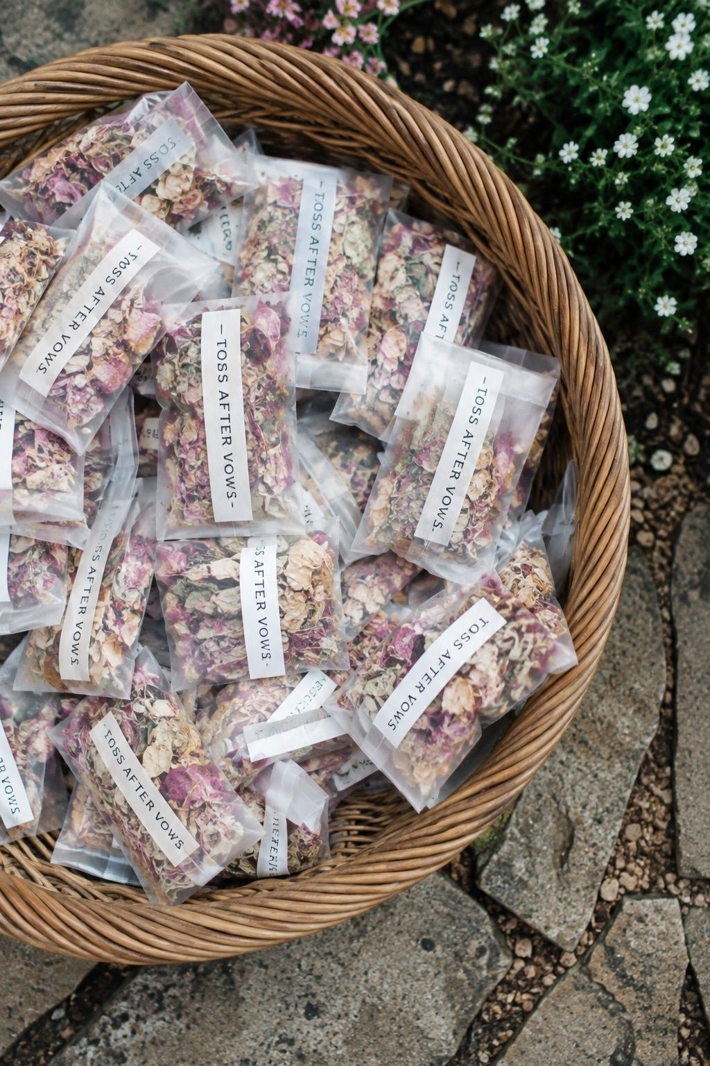 Flower confetti packets for the recessional
