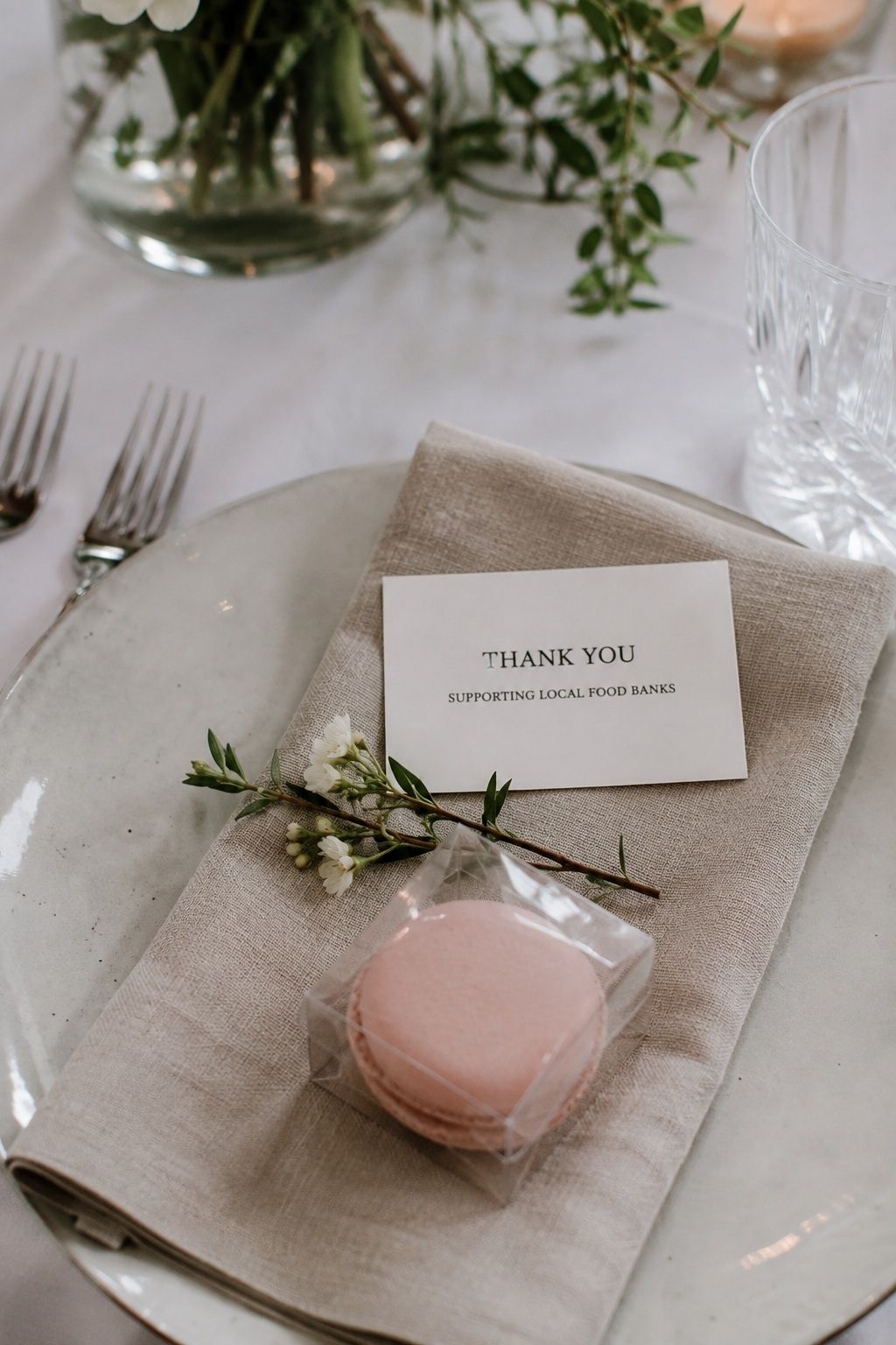 Donation cards paired with a small edible treat