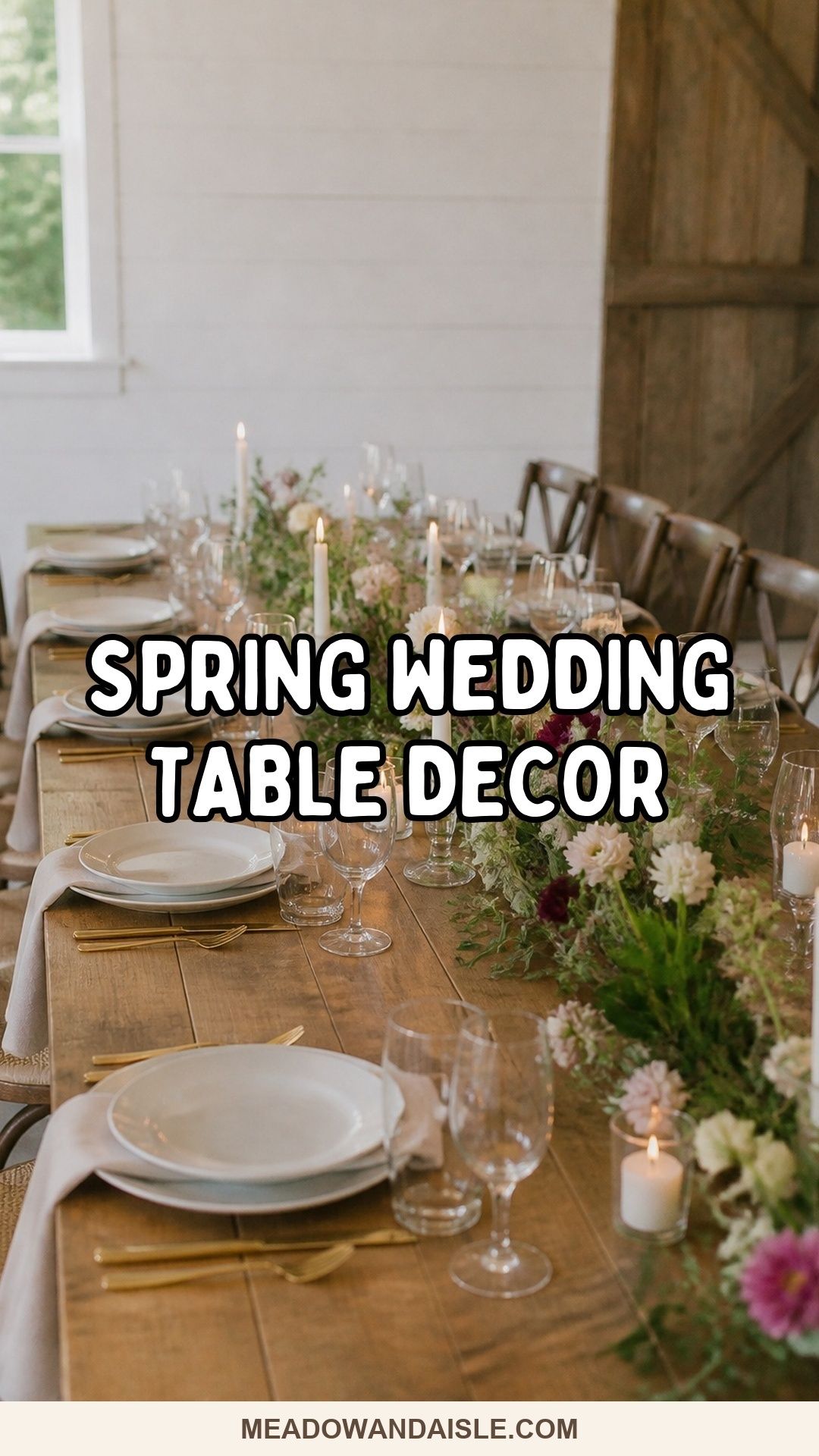 Spring wedding table decor ideas with romantic seasonal flowers