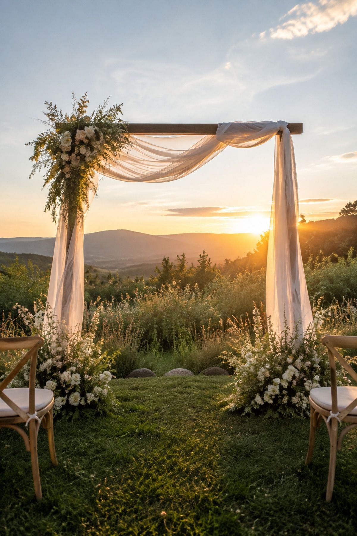 Couple photographed at sunset