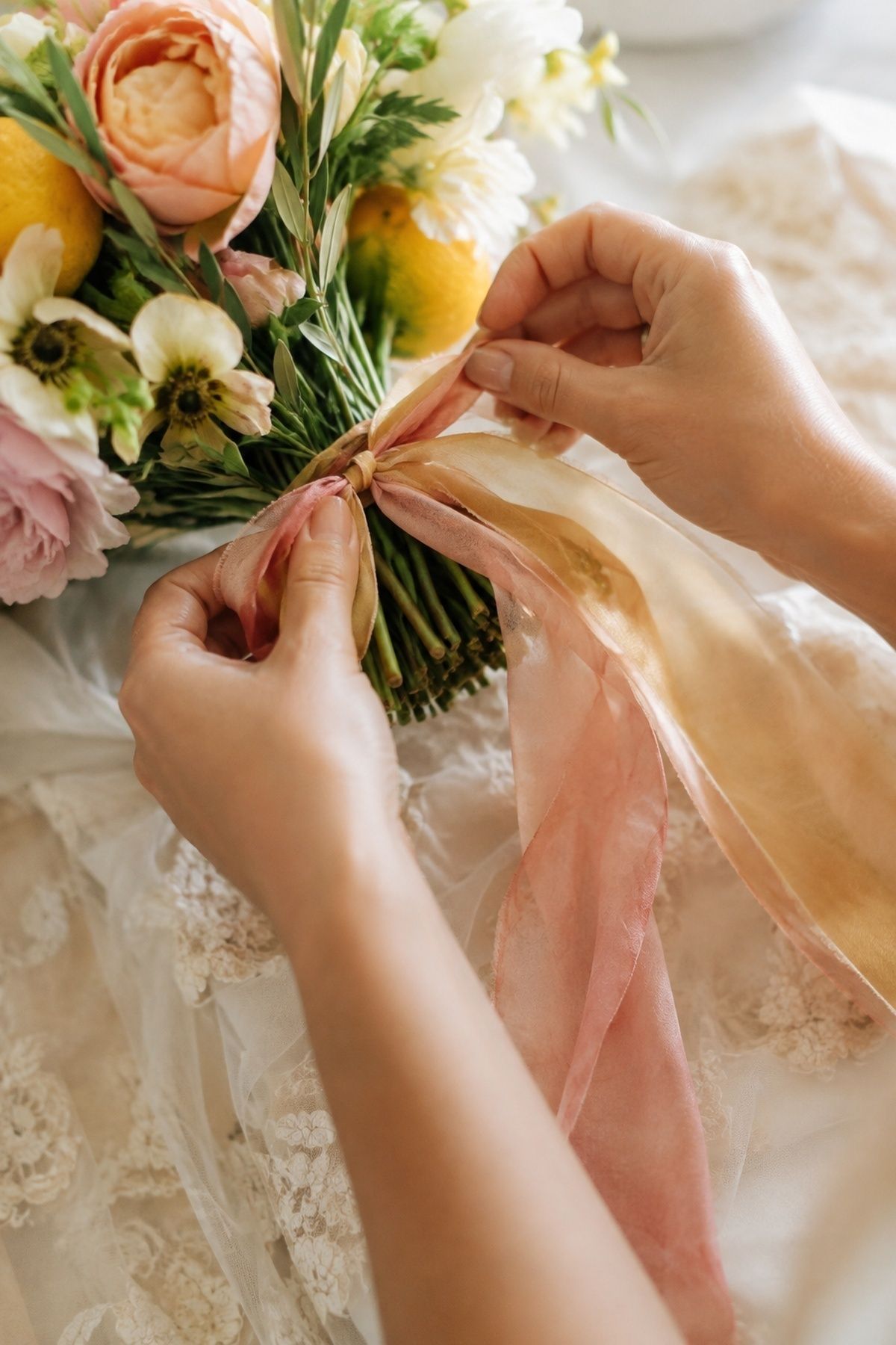 Bouquet ribbon finishing the colour palette