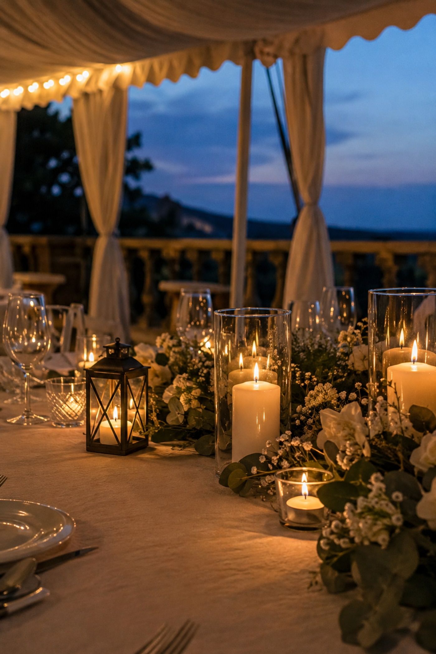 Candles protected from wind and heat