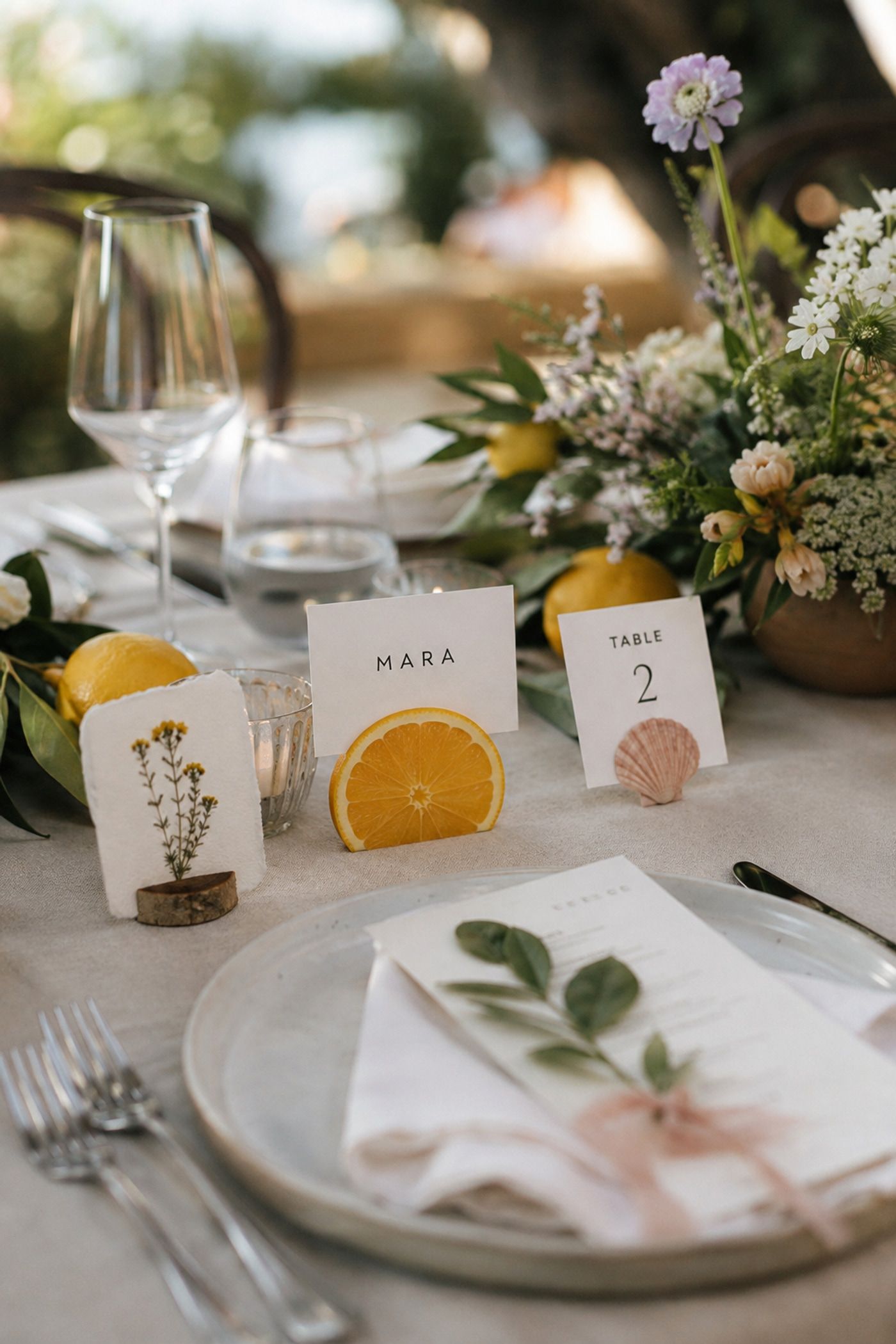 Place cards as small centerpiece details