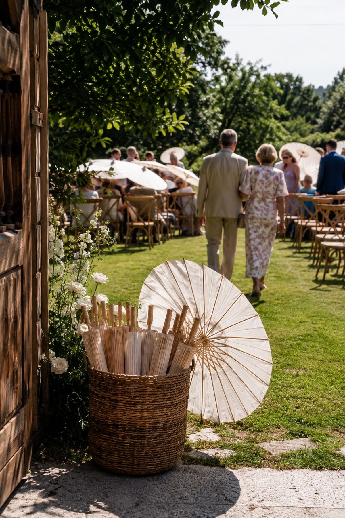Parasols used as shade and decor