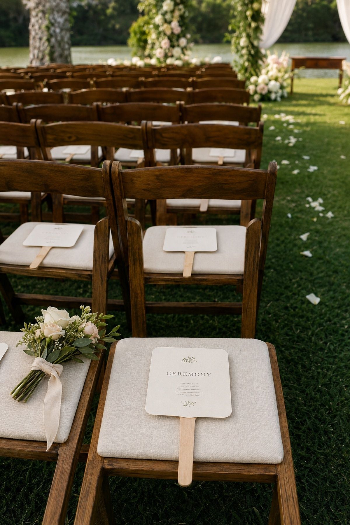 Program fans placed on ceremony seats
