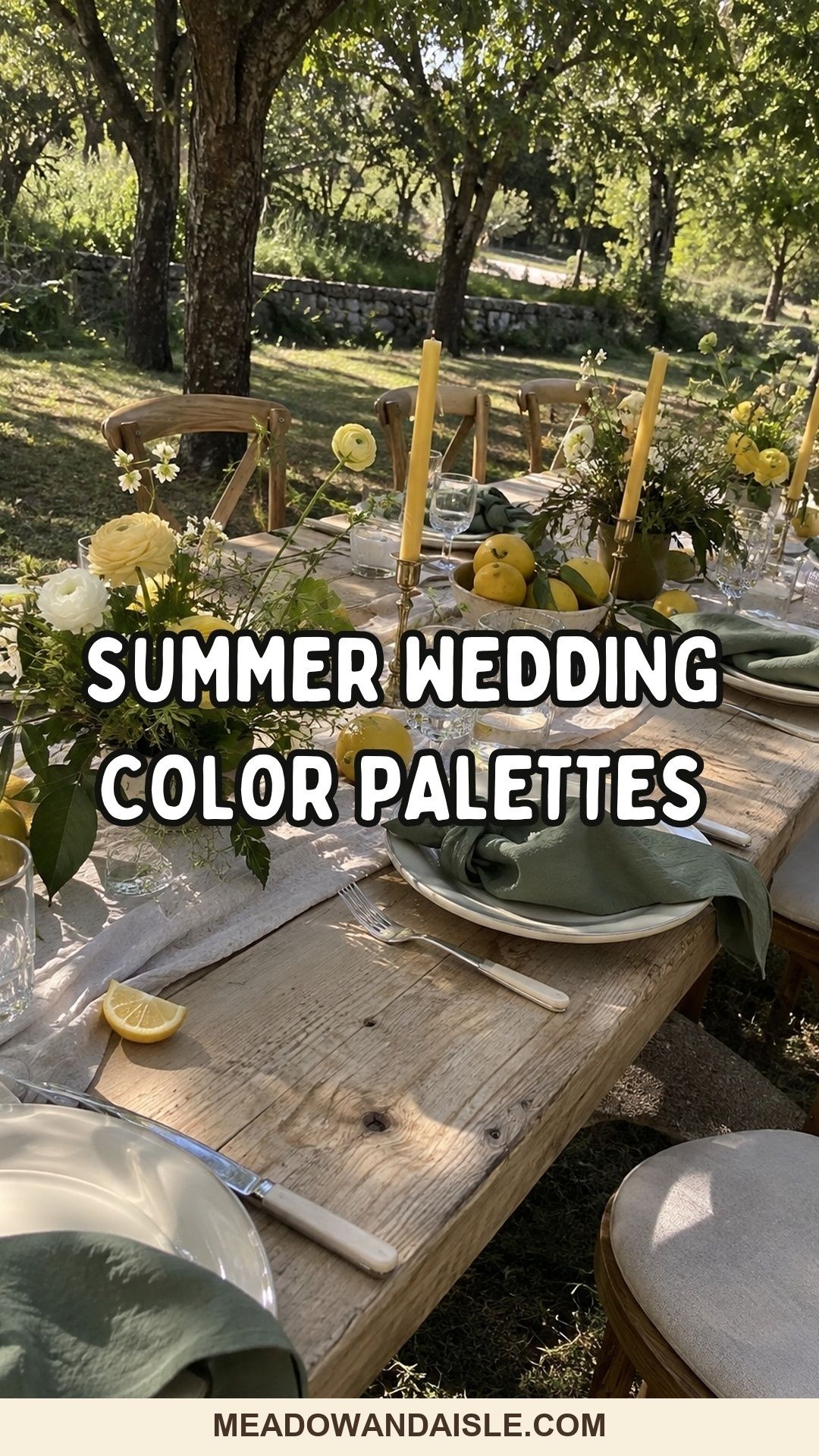 Pinterest pin with the title Summer Wedding Color Palettes