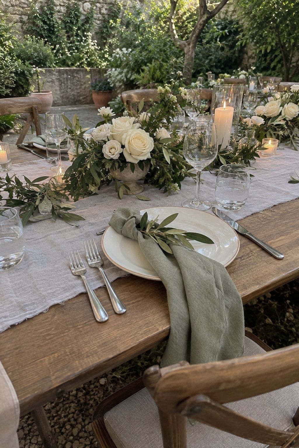 Sage green and ivory garden wedding palette