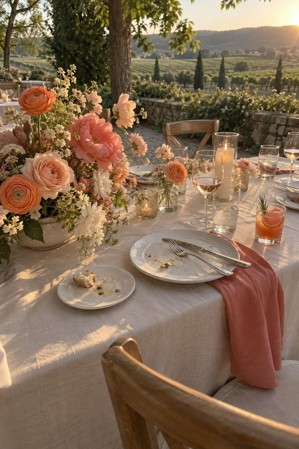 Peach, coral and cream golden-hour colors