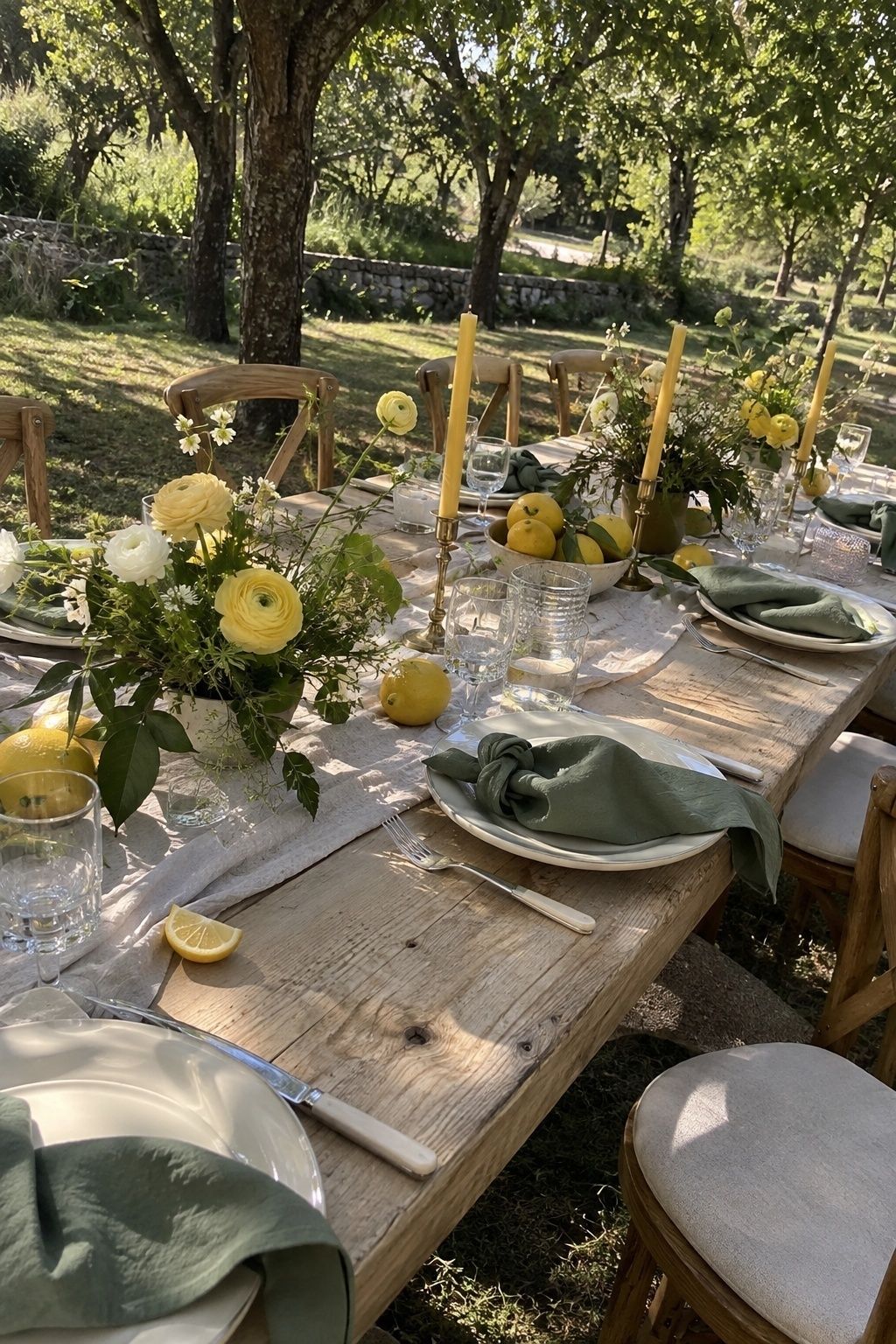 Butter yellow and garden green on a joyful table