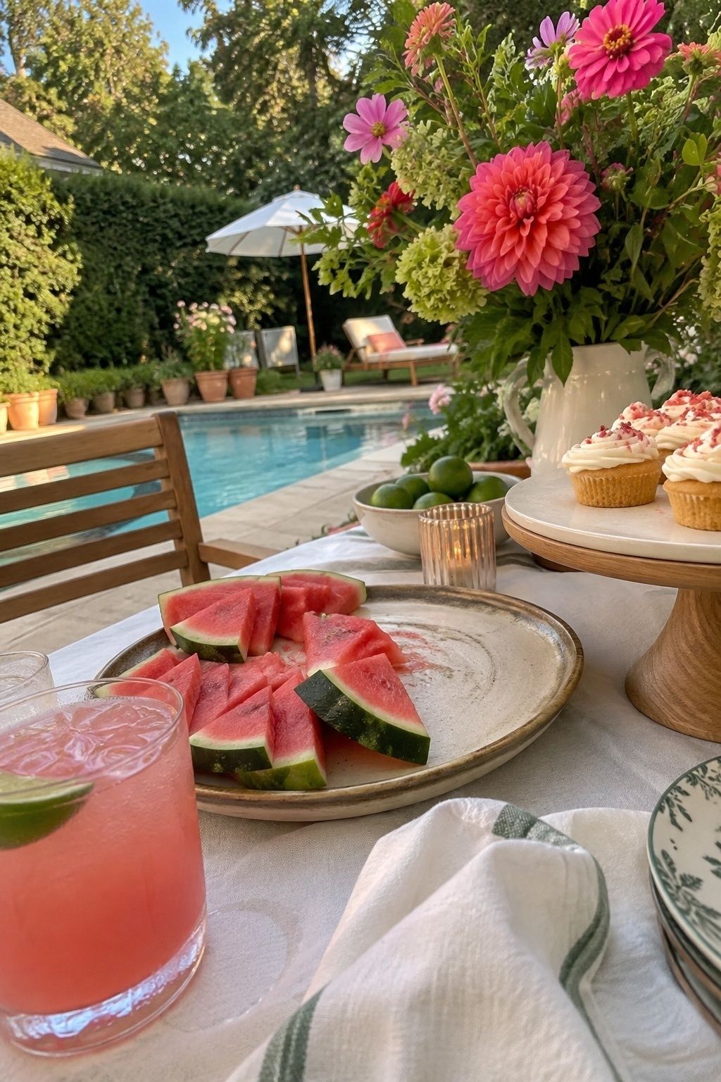 Watermelon pink and leaf green reception colors