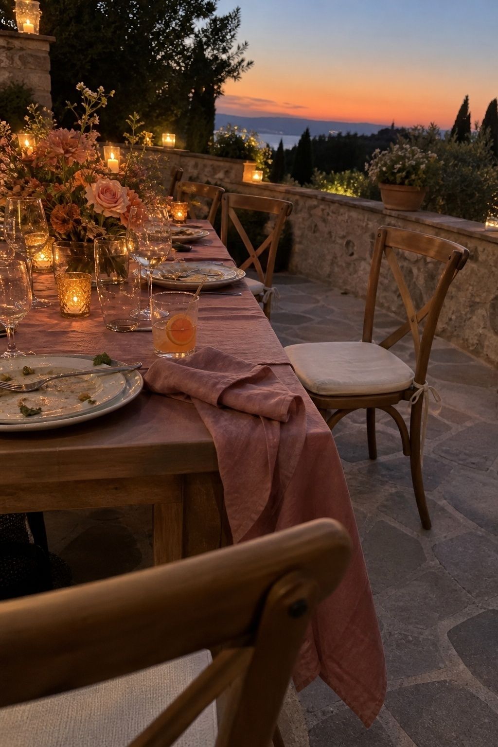 Sunset orange, rose and honey reception colors
