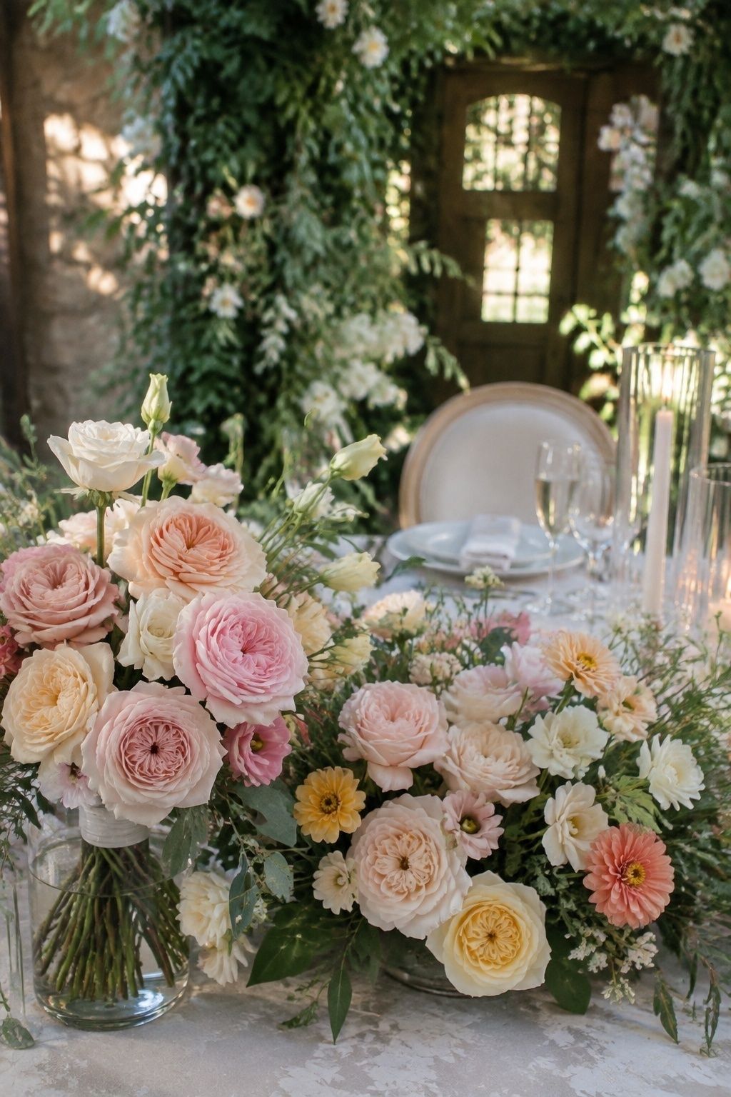 Garden roses as the romantic focal flower