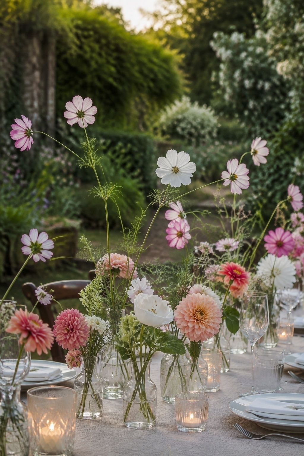 Airy cosmos in a garden arrangement