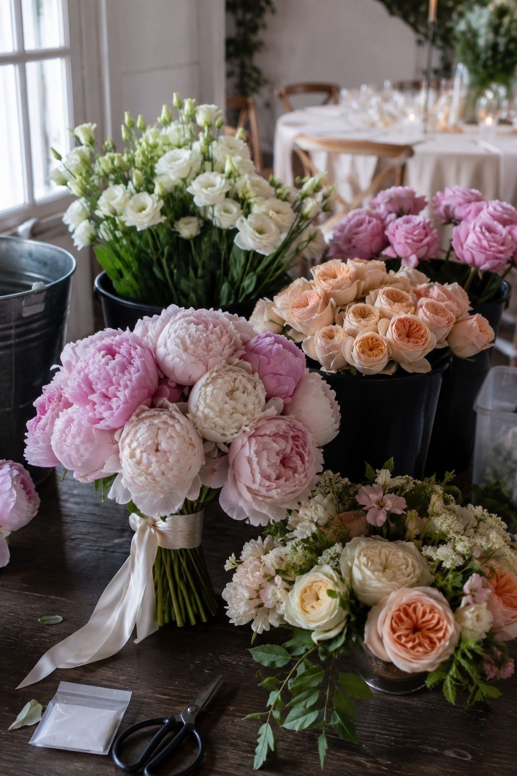 Early June peonies with backup flowers