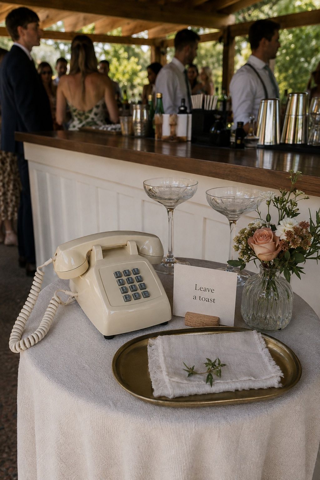 Audio guest book phone near the bar