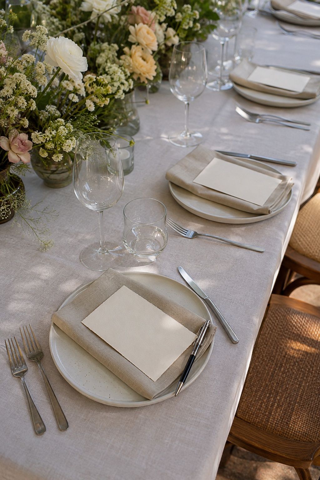Advice card at each place setting