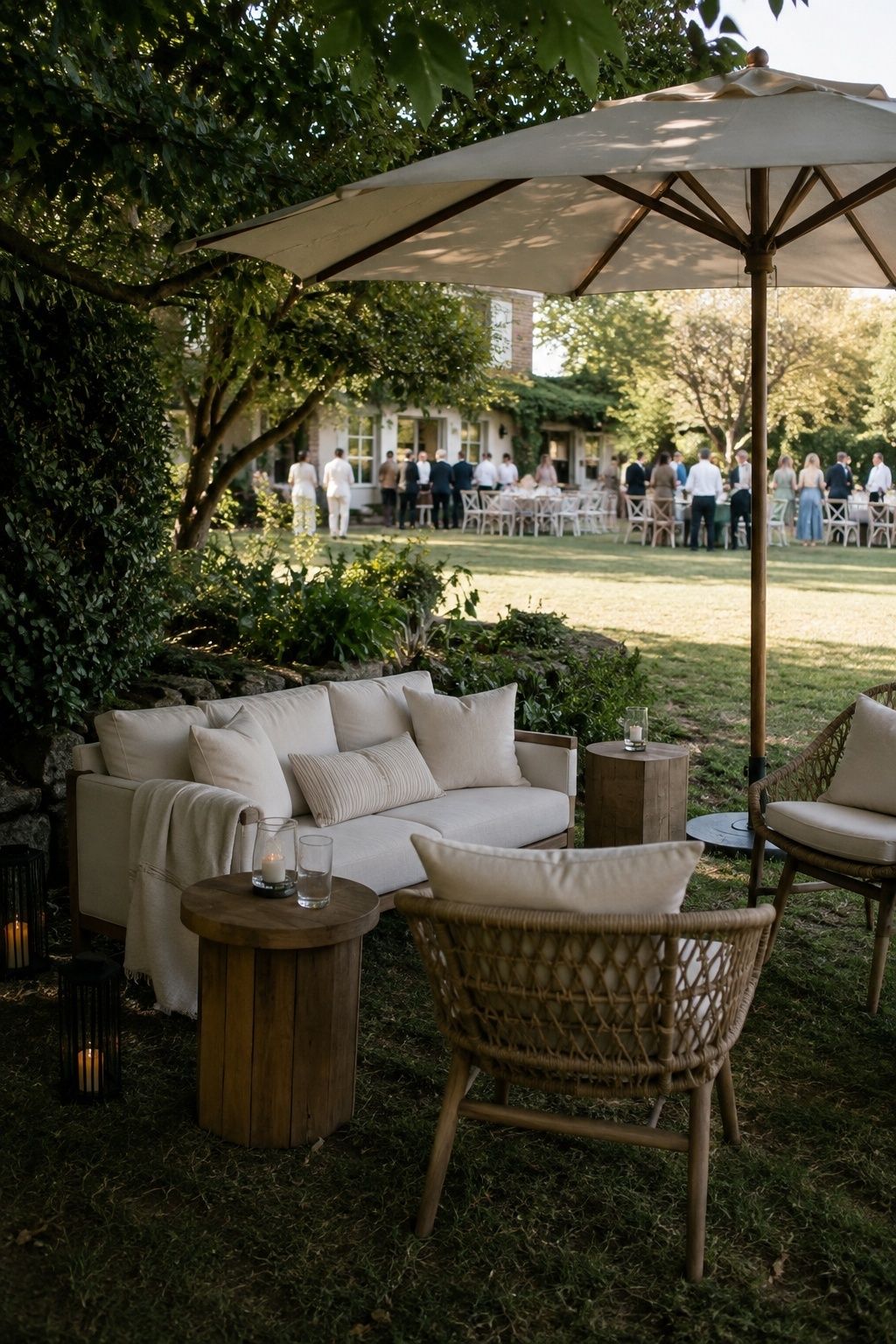 Shaded lounge seating