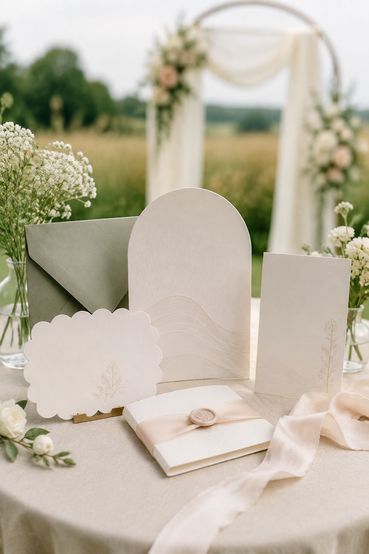 Arched and scalloped invitation shapes