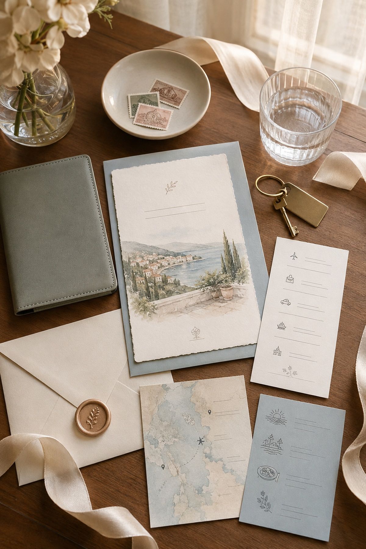 Destination wedding invitations with travel inserts
