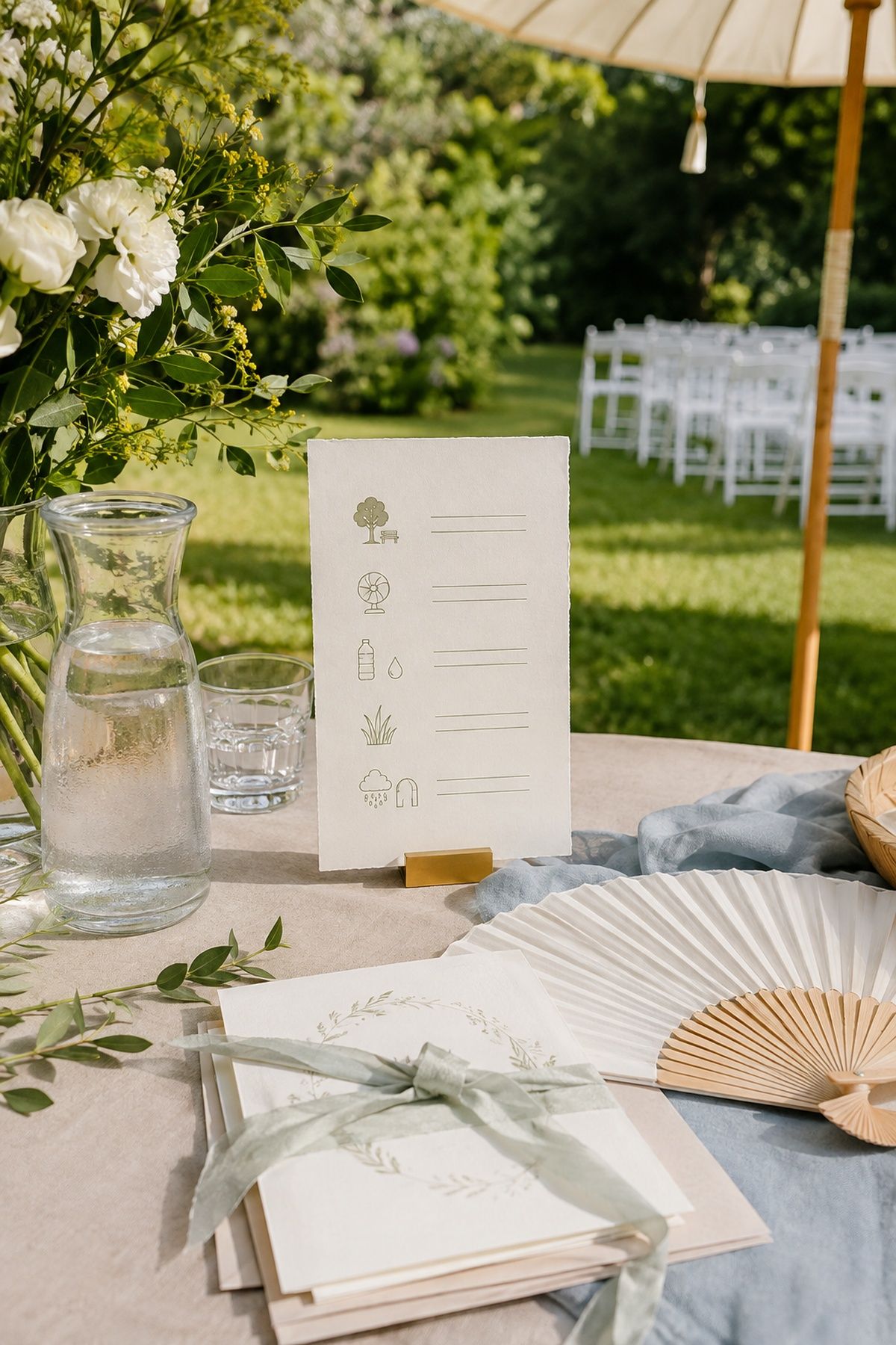 Invitation insert with heat and weather notes for guests